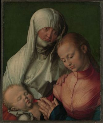 The Virgin and Child with St. Anne - Um Retrato de Devoção Eterno em Tons Terrosos